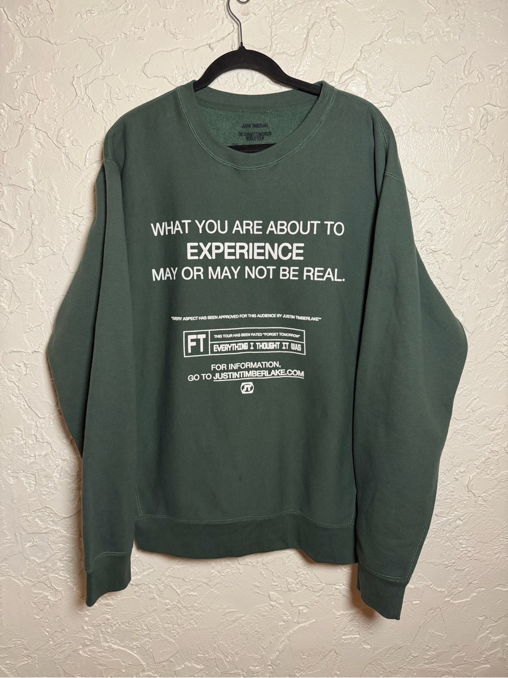Justin Timberlake Tour Forest Green Crewneck Sweatshirt